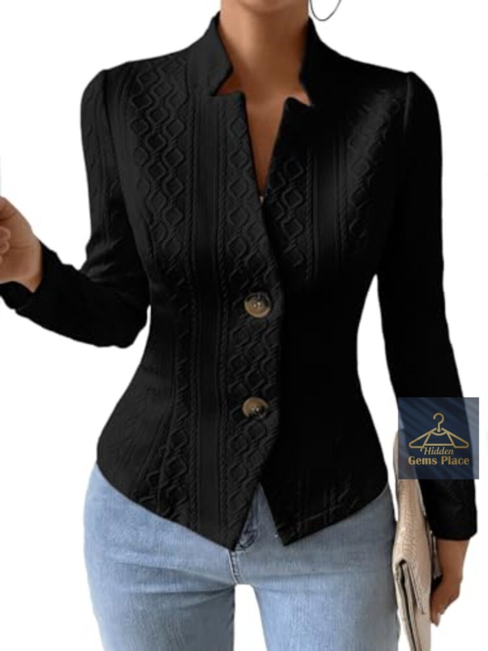 Mina Self Womens Jacquard Knit Sweater Blazer Petite Work Coat